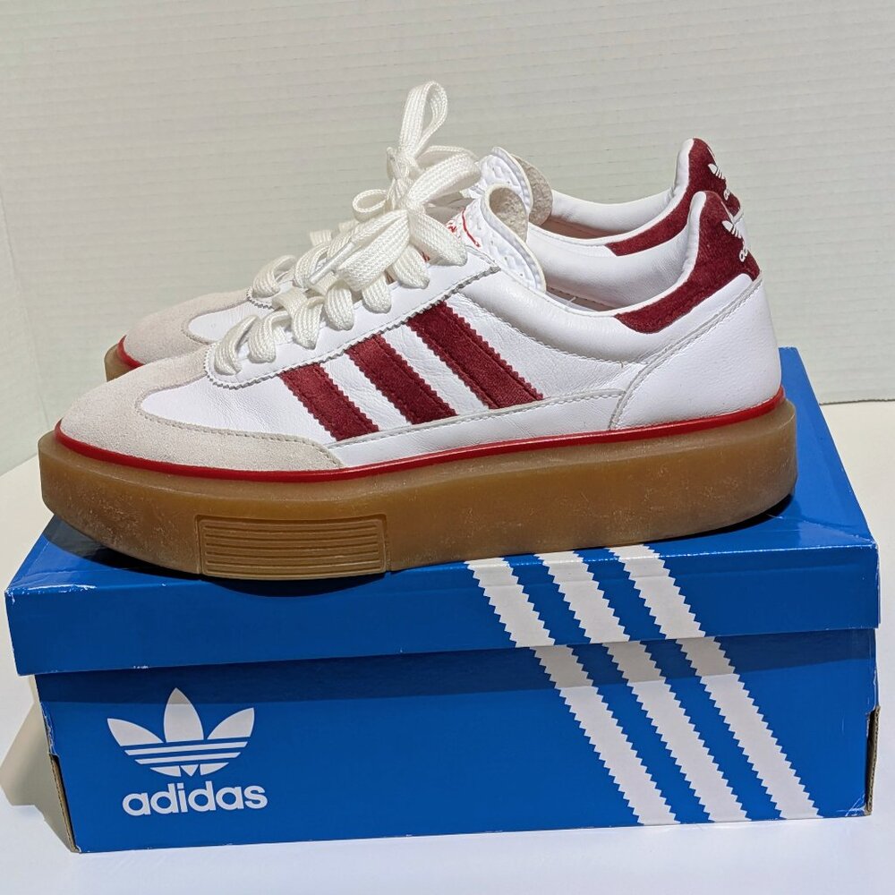Adidas Women's SLEEK SUPER 72 GW4901 White Burgundy Gum - Size 6